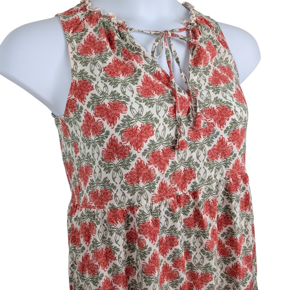 Red Sage Floral Tiered Midi Dress Sleeveless‎ Pockets Size XS Garden Party